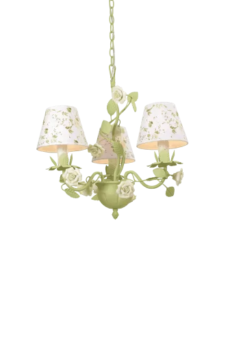 Люстра подвесная Fiori di rose 107.3 Lucia Tucci белая на 3 лампы, основание зелёное в стиле флористика прованс 
