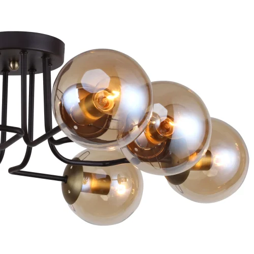 Люстра потолочная Modestus 2344-8U F-promo янтарная на 8 ламп, основание коричневое в стиле современный шар фото 5