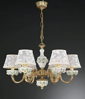 Люстра подвесная  L 9100/6 Reccagni Angelo белая на 6 ламп, основание золотое в стиле классический 