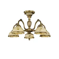 Люстра потолочная  PL 6228/5 Reccagni Angelo жёлтая на 5 ламп, основание античное бронза в стиле классический 