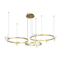 Люстра подвесная LED Darcy A2187LM-3GO Arte Lamp золотая на 1 лампа, основание золотое в стиле современный кольца бабочки