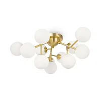 Люстра потолочная Dallas MOD545CL-12BS Maytoni белая на 12 ламп, основание золотое в стиле современный молекула