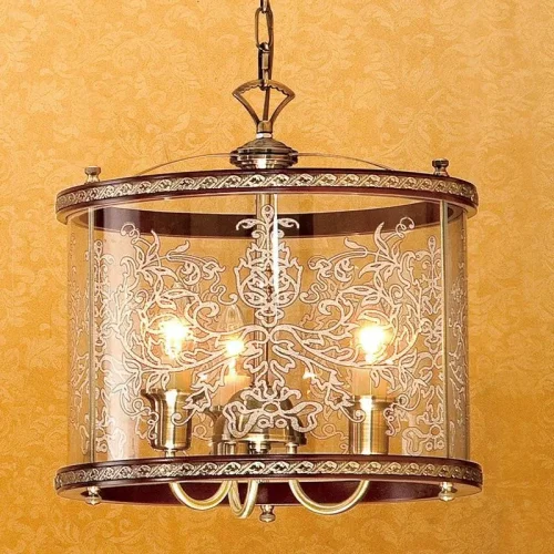 Люстра Версаль подвесная CL408133R Citilux прозрачная на 3 лампы, основание бронзовое жёлтое коричневое в стиле кантри 