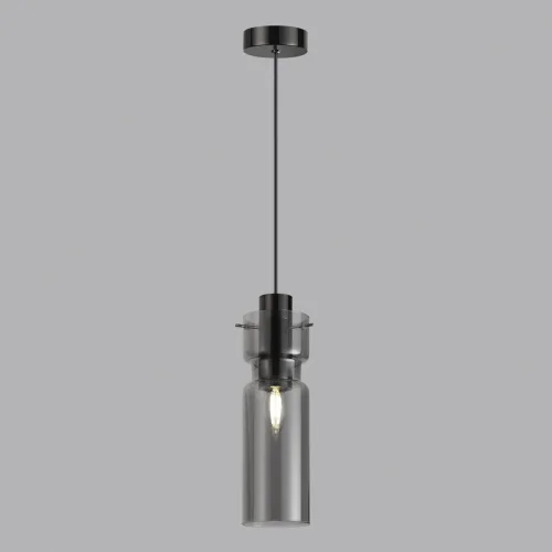 Светильник подвесной Scrow 5057/1 Odeon Light серый чёрный 1 лампа, основание чёрное в стиле современный трубочки фото 4