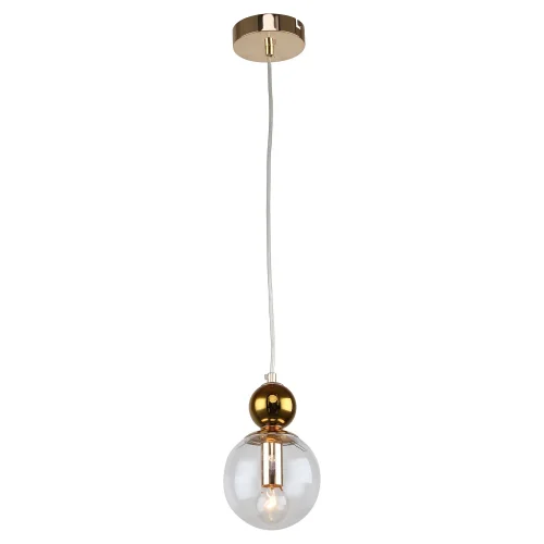 Светильник подвесной LSP-8725 Lussole прозрачный 1 лампа, основание золотое в стиле современный шар