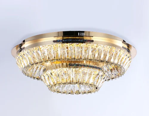 Люстра потолочная LED TR5031 Ambrella light прозрачная на 1 лампа, основание золотое в стиле классический современный  фото 5