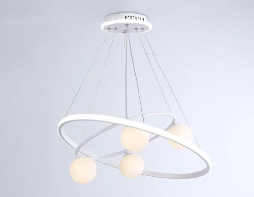 Люстра подвесная LED с пультом FL66321 Ambrella light белая на 1 лампа, основание белое в стиле современный хай-тек с пультом фото 2