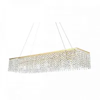 Люстра подвесная хрустальная Milano E 1.5.120X30.104 G Arti Lampadari прозрачная на 10 ламп, основание золотое в стиле арт-деко 