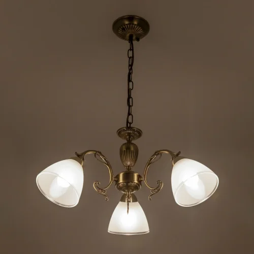 Люстра подвесная Латур CL413231 Citilux белая на 3 лампы, основание бронзовое в стиле классический  фото 9