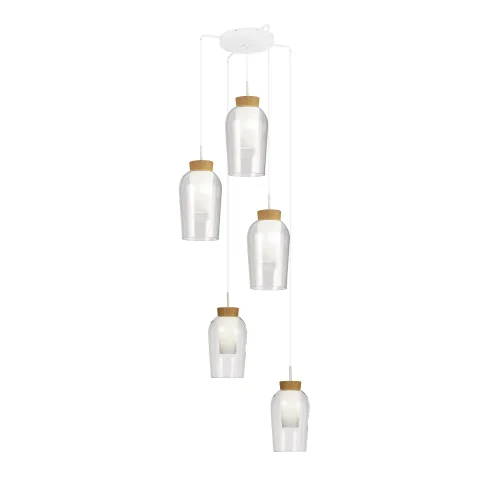 Светильник подвесной Nora 8275 Mantra прозрачный 5 ламп, основание белое в стиле современный каскад