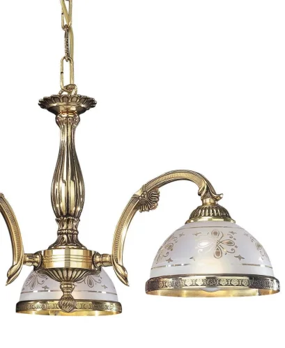 Люстра подвесная  L 6102/3 Reccagni Angelo белая прозрачная на 3 лампы, основание золотое в стиле классический  фото 2