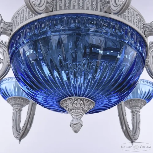 Люстра подвесная хрустальная AL79101P/8/250 WMN P Aquamarine/M-1G Bohemia Ivele Crystal без плафона голубая синяя на 11 ламп, основание белое никель патина в стиле классический  фото 7