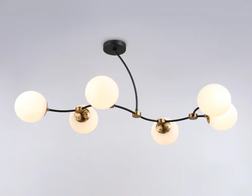 Люстра потолочная TR2555 Ambrella light белая на 6 ламп, основание чёрное в стиле современный  фото 4
