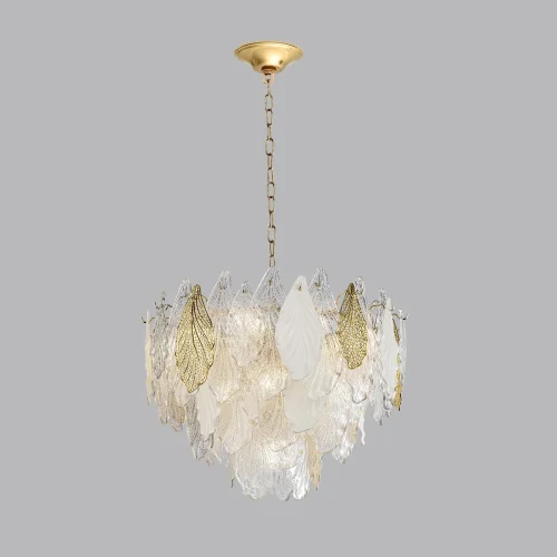 Люстра подвесная Lace 5052/15 Odeon Light золотая прозрачная белая на 15 ламп, основание золотое в стиле современный флористика  фото 4