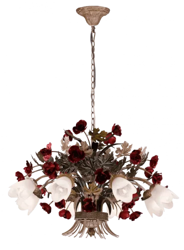 Люстра подвесная Fiori di rose 1760.8 Lucia Tucci белая на 8 ламп, основание золотое разноцветное в стиле флористика прованс 