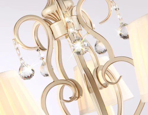 Люстра подвесная TR4560 Ambrella light белая на 5 ламп, основание бежевое в стиле классический  фото 6