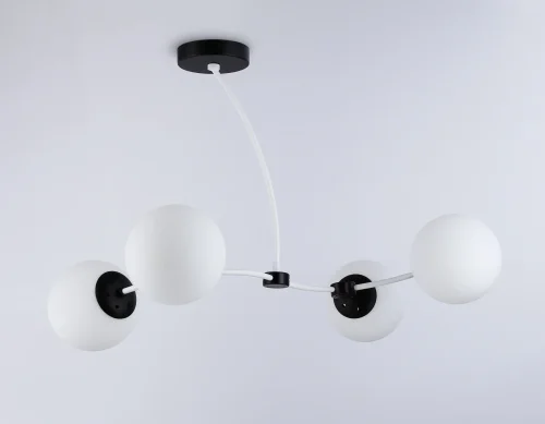 Люстра потолочная TR2542 Ambrella light белая на 4 лампы, основание чёрное в стиле современный  фото 4