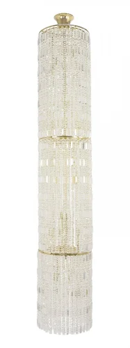 Люстра хрустальная каскадная столб Belluno E 1.9.45.300 G Dio D'Arte без плафона прозрачная на 20 ламп, основание жёлтое золотое в стиле классический 