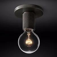 Светильник потолочный RH Utilitaire Socket Flushmount Black 123676-22 ImperiumLoft без плафона 1 лампа, основание бронзовое в стиле лофт 
