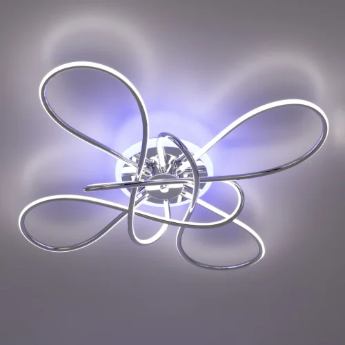 Люстра потолочная LED с пультом RGB Джемини CL229B141E Citilux белая на 1 лампа, основание хром в стиле современный хай-тек с пультом фото 3