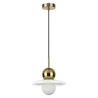 Светильник подвесной Hatty 5014/1B Odeon Light белый 1 лампа, основание золотое в стиле современный 