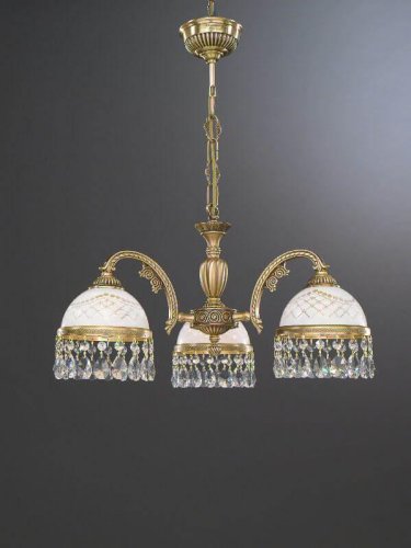 Люстра подвесная  L 7000/3 Reccagni Angelo белая на 3 лампы, основание античное бронза в стиле классика 