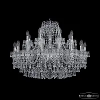 Люстра подвесная 1410/16+8/300 Ni V0300 Bohemia Ivele Crystal без плафона на 24 лампы, основание никель в стиле классический виноград
