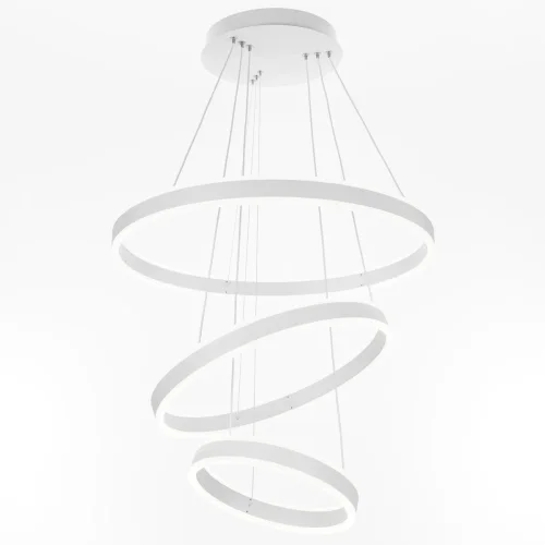 Люстра подвесная LED с пультом Дуэт CL719650 Citilux белая на 1 лампа, основание белое в стиле современный хай-тек кольца с пультом фото 3