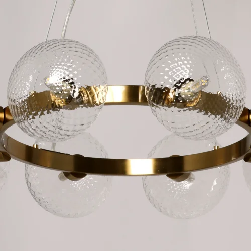 Люстра подвесная Оливия 306014908 DeMarkt прозрачная на 8 ламп, основание латунь в стиле современный  фото 7