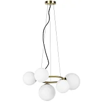 Люстра подвесная Globo 815051 Lightstar белая на 5 ламп, основание латунь в стиле арт-деко шар Люстра подвесная Globo 815051 Lightstar белая на 5 ламп, основание латунь в стиле арт-деко шар