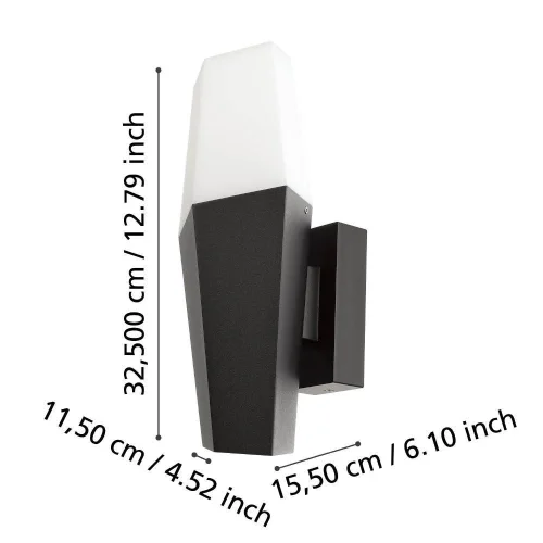 Настенный светильник Farindola 900682 Eglo уличный IP44 чёрный 1 лампа, плафон белый в стиле минимализм современный E27 фото 2