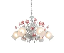 Люстра подвесная Fiori di rose 106.6 Lucia Tucci белая на 6 ламп, основание белое в стиле флористика прованс Люстра подвесная Fiori di rose 106.6 Lucia Tucci белая на 6 ламп, основание белое в стиле флористика прованс