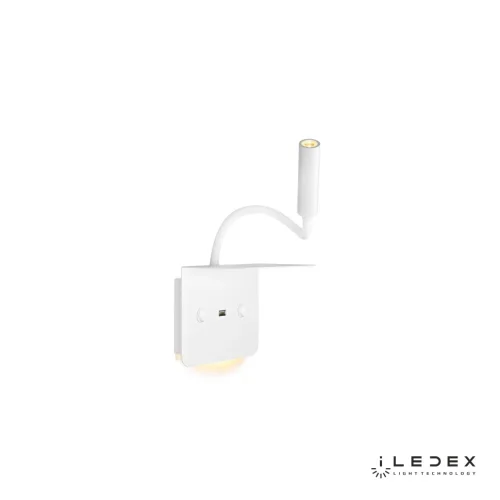 Бра с выключателем LED с usb Support 7031C WH iLedex белый на 1 лампа, основание белое в стиле хай-тек современный для чтения гибкая ножка фото 5