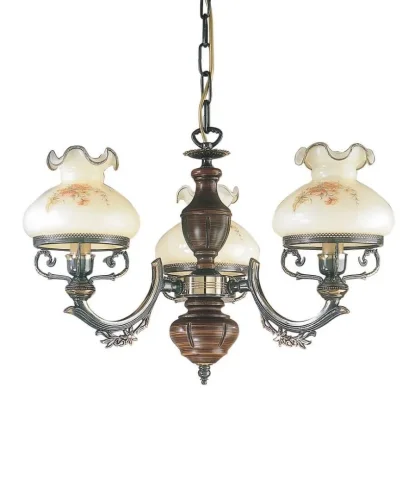 Люстра подвесная  L 2812/3 Reccagni Angelo бежевая на 3 лампы, основание коричневое бронзовое в стиле классический кантри выдувное фото 4