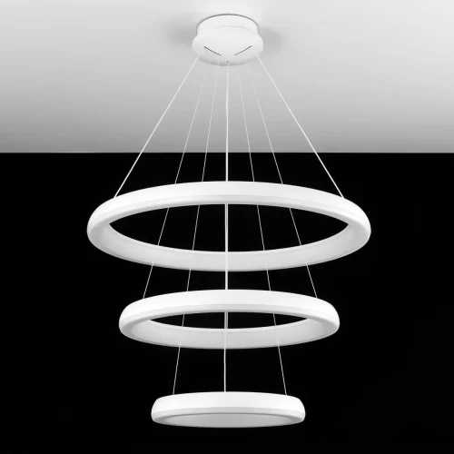 Люстра подвесная LED с пультом Юпитер Смарт CL730A150S Citilux белая на 1 лампа, основание белое в стиле современный с пультом кольца фото 4