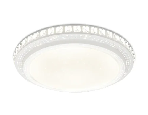 Светильник потолочный LED с пультом Orbital Crystal FF91 Ambrella light белый 1 лампа, основание белое в стиле хай-тек современный с пультом