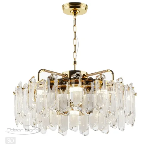 Люстра подвесная Bullon 5069/10 Odeon Light прозрачная на 10 ламп, основание золотое в стиле современный  фото 3