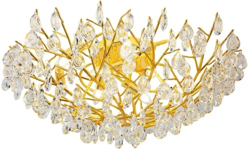 Люстра потолочная Pluvia 4162-10C Favourite прозрачная на 10 ламп, основание золотое в стиле флористика ветви