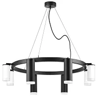 Люстра подвесная Rullo LR0188743640 Lightstar чёрная белая на 8 ламп, основание чёрное в стиле хай-тек 