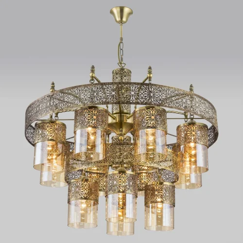 Люстра подвесная Эмир CL467193 Citilux янтарная на 9 ламп, основание бронзовое в стиле кантри восточный  фото 9