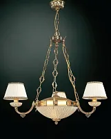 Люстра подвесная  L 5500/3+2 Reccagni Angelo янтарная белая на 5 ламп, основание золотое в стиле классический 