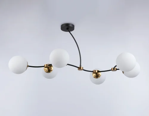 Люстра потолочная TR2555 Ambrella light белая на 6 ламп, основание чёрное в стиле современный  фото 2