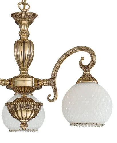 Люстра подвесная  L 8500/3 Reccagni Angelo белая на 3 лампы, основание золотое в стиле классический  фото 3