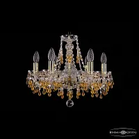 Люстра подвесная 1410/6/160 G V1003 Bohemia Ivele Crystal без плафона на 6 ламп, основание золотое в стиле классика виноград