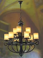 Люстра подвесная FORT L50309.46 L'ARTE LUCE бежевая на 9 ламп, основание чёрное в стиле классический Люстра подвесная FORT L50309.46 L'ARTE LUCE бежевая на 9 ламп, основание чёрное в стиле классический