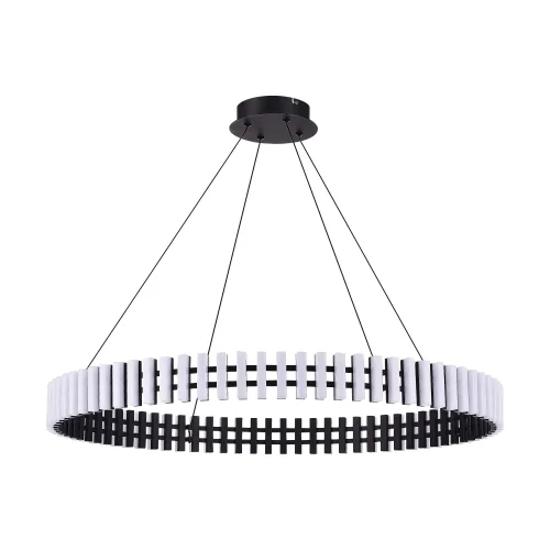 Люстра подвесная LED Estense SL6203.403.40 ST-Luce белая на 1 лампа, основание чёрное в стиле хай-тек кольца фото 2