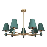 Люстра потолочная LSP-8887 Lussole зелёная на 7 ламп, основание бронзовое в стиле современный 