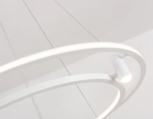 Люстра подвесная LED FL5542 Ambrella light белая на 1 лампа, основание белое в стиле современный хай-тек кольца фото 7