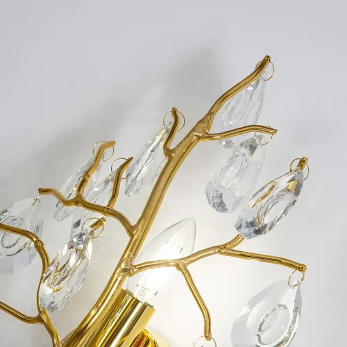Бра Pluvia 4162-1W Favourite прозрачный на 1 лампа, основание золотое в стиле флористика ветви фото 4