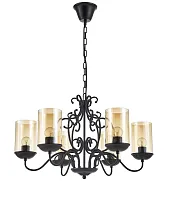 Люстра подвесная Gardena E 1.1.6 B Arti Lampadari жёлтая на 6 ламп, основание чёрное в стиле ковка кантри Люстра подвесная Gardena E 1.1.6 B Arti Lampadari жёлтая на 6 ламп, основание чёрное в стиле ковка кантри